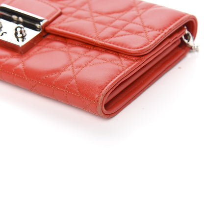 Christian Dior Lambskin Cannage Miss Dior Chain Wallet Red 9 of 10