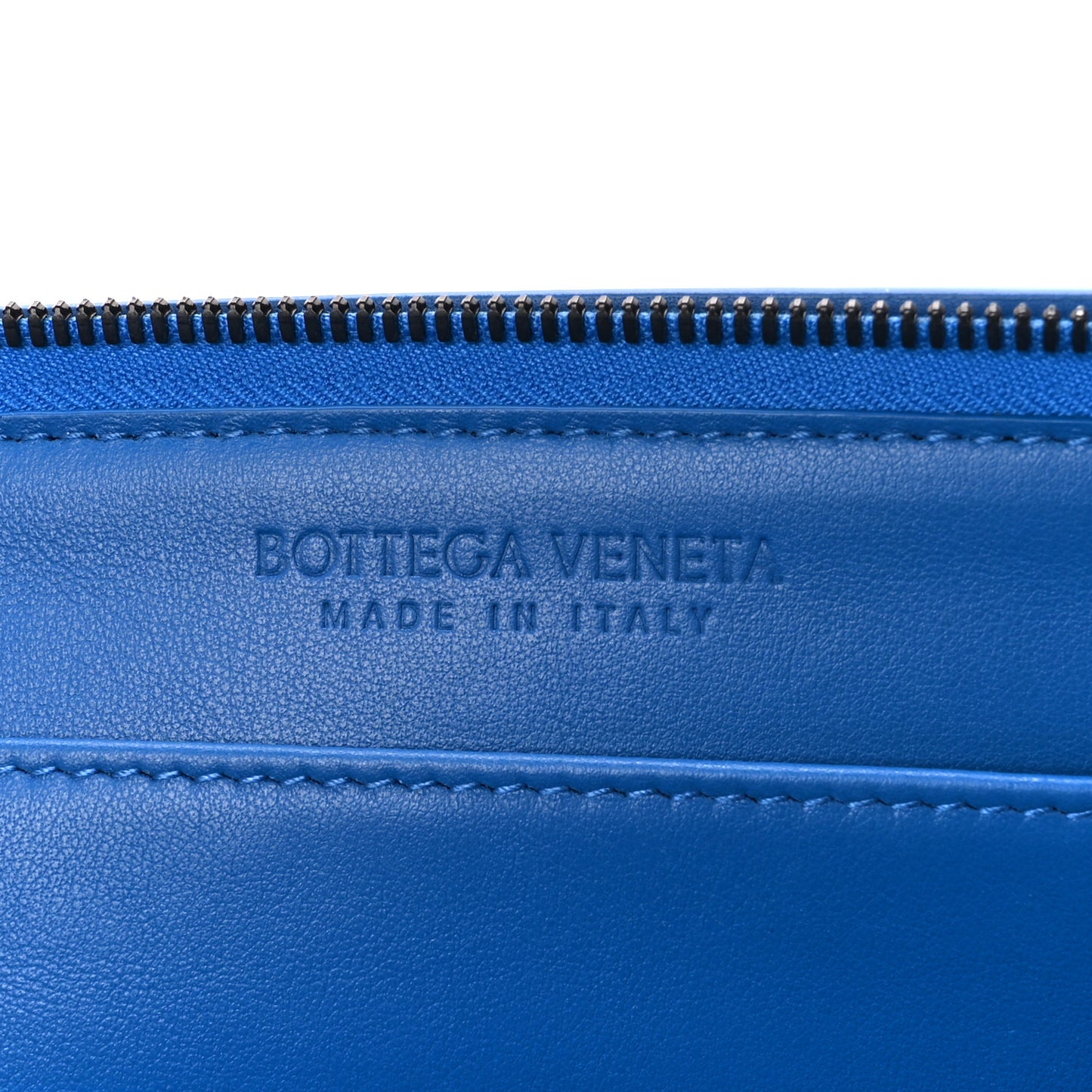 Calfskin Intrecciato Small Document Case Blue