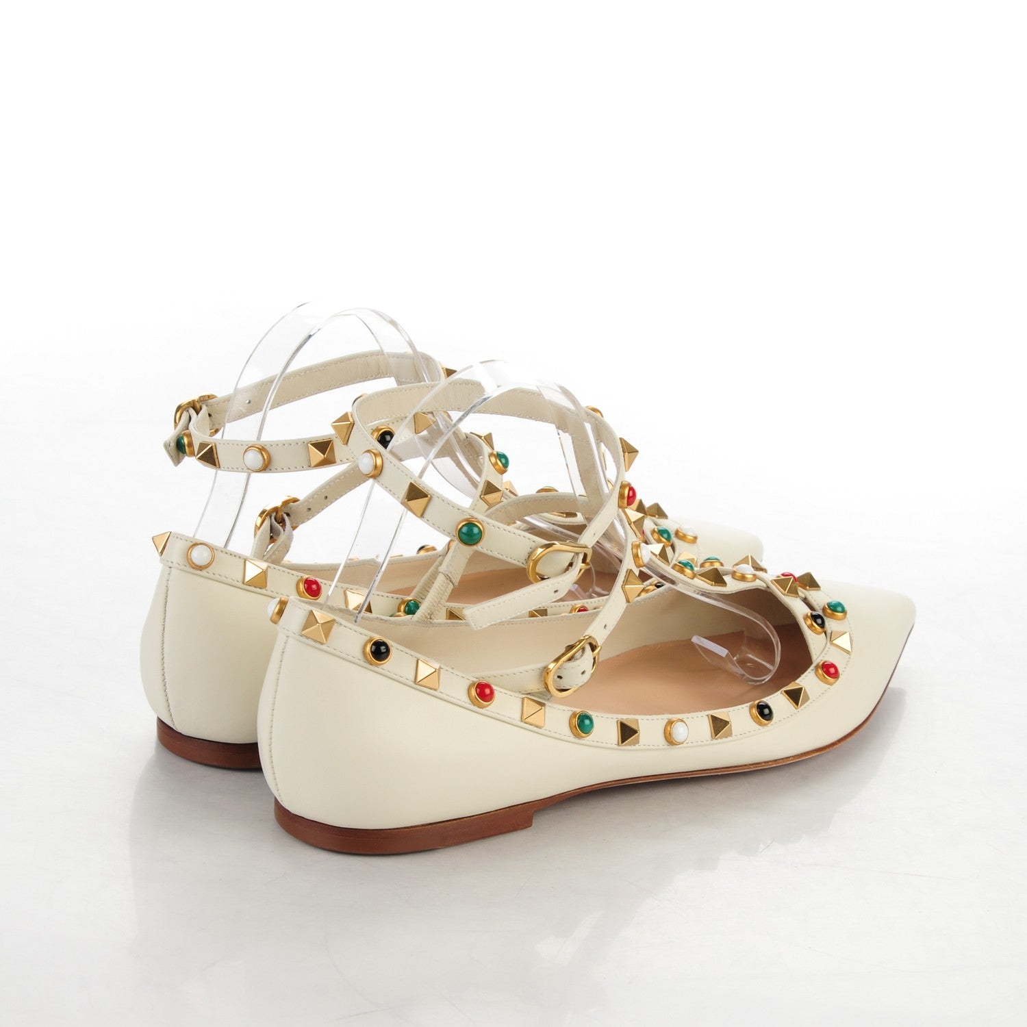 Valentino Garavani Nappa Rockstud Rolling Cage Ballerina Flats 40 Light Ivory 4 of 7