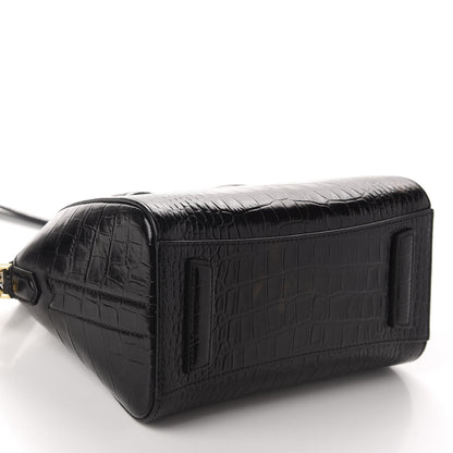 Givenchy Calfskin Crocodile Embossed Mini Antigona Black 4 of 10
