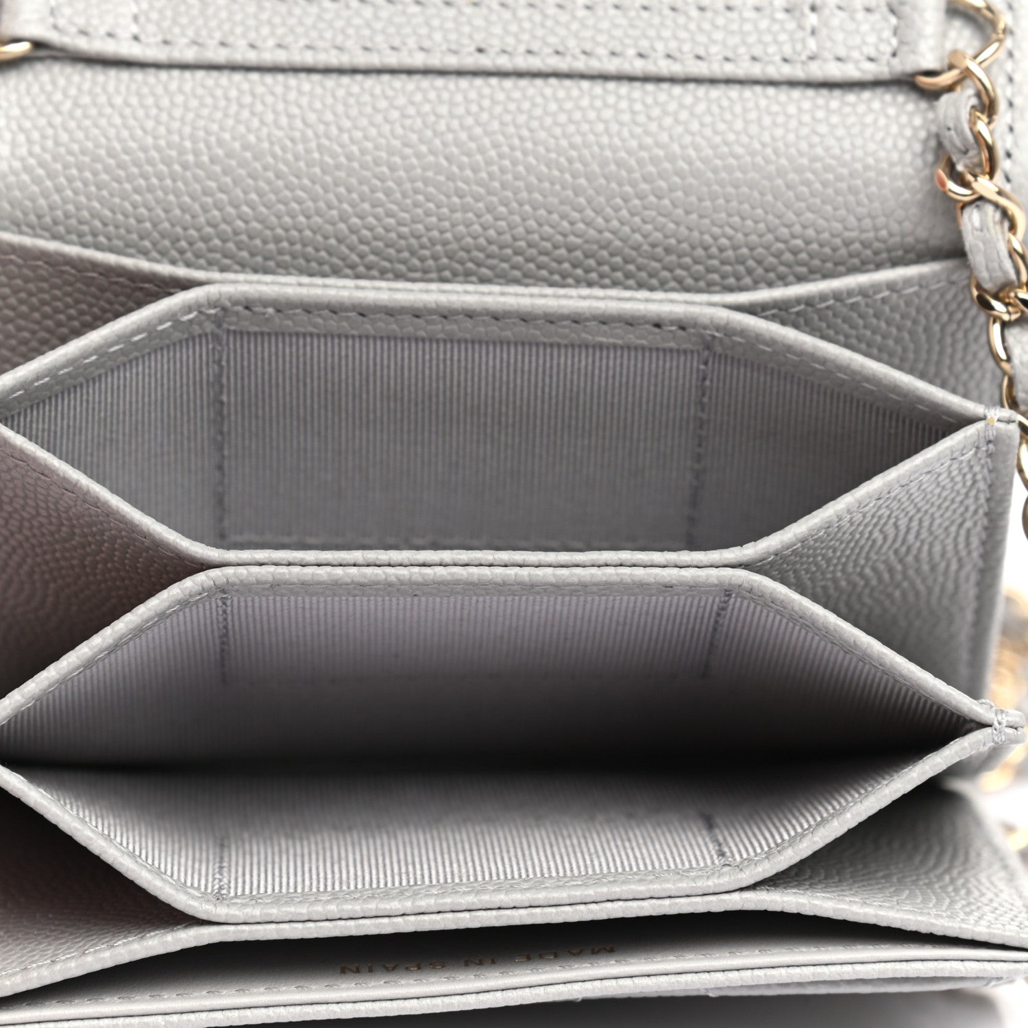 Chanel Caviar Quilted Flap Card Holder On Chain Grey 5 of 8