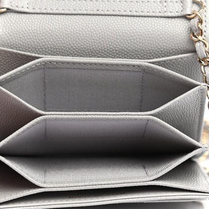 Chanel Caviar Quilted Flap Card Holder On Chain Grey 5 of 8