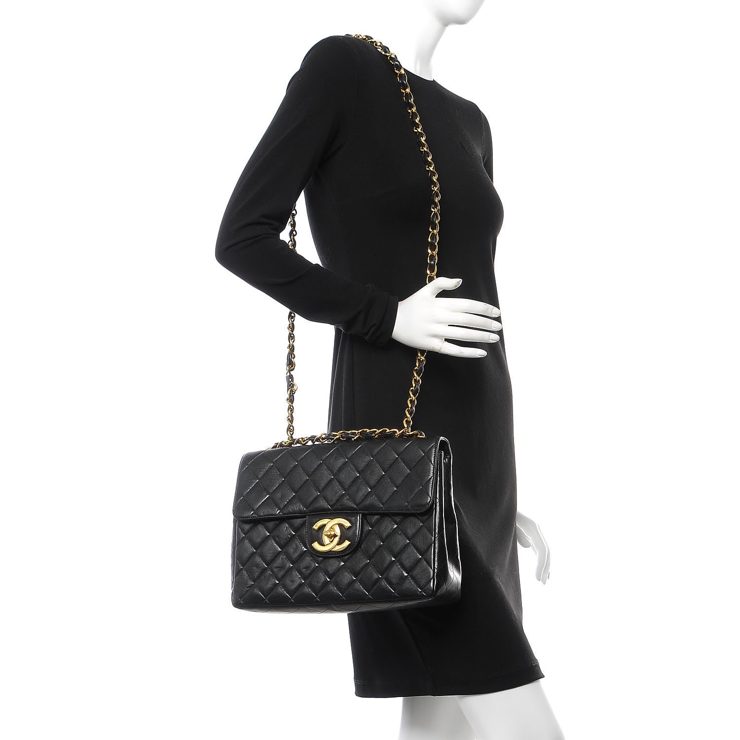 Chanel Lambskin Quilted Jumbo Single Flap Black 2 of 16