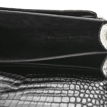 Saint Laurent Calfskin Crocodile Embossed Medium Monogram Sunset Black 5 of 9