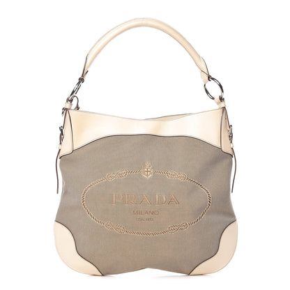 Prada Jacquard Logo Shoulder Bag Corda Cera 1 of 10