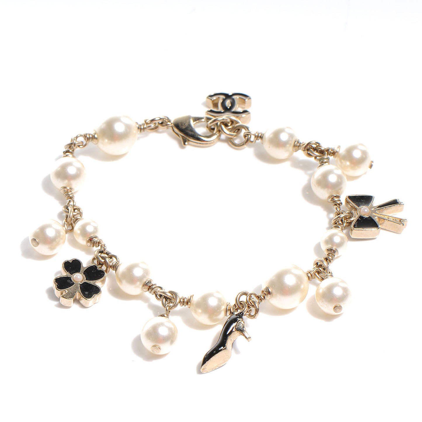 Pearl CC Charm Bracelet