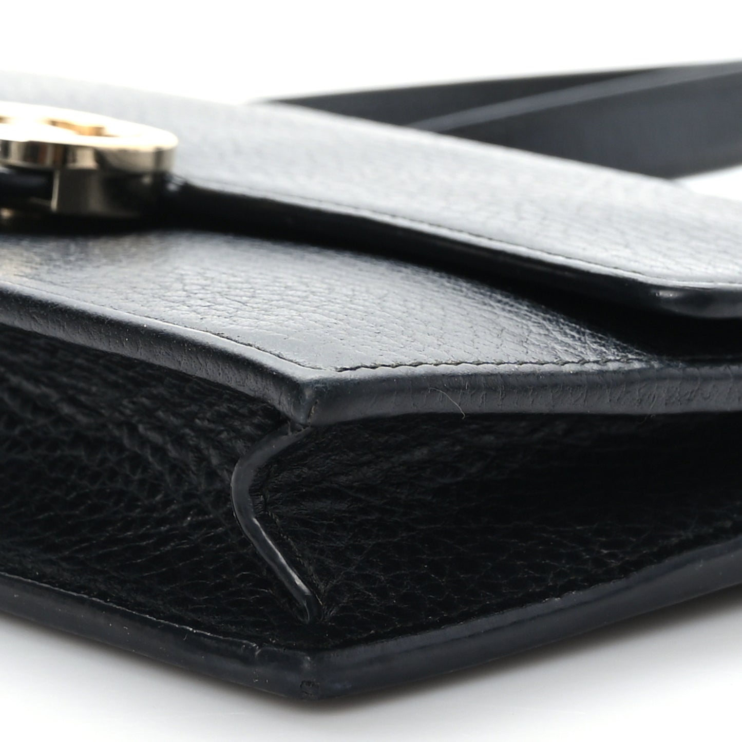 Dollar Calfskin Interlocking G Chain Wallet Black