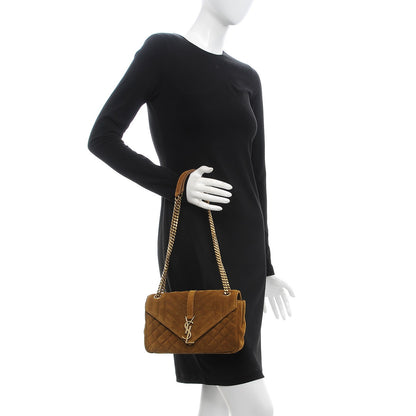 Saint Laurent Suede Tri-Quilt Monogram Medium College Bag Ochre 2 of 10