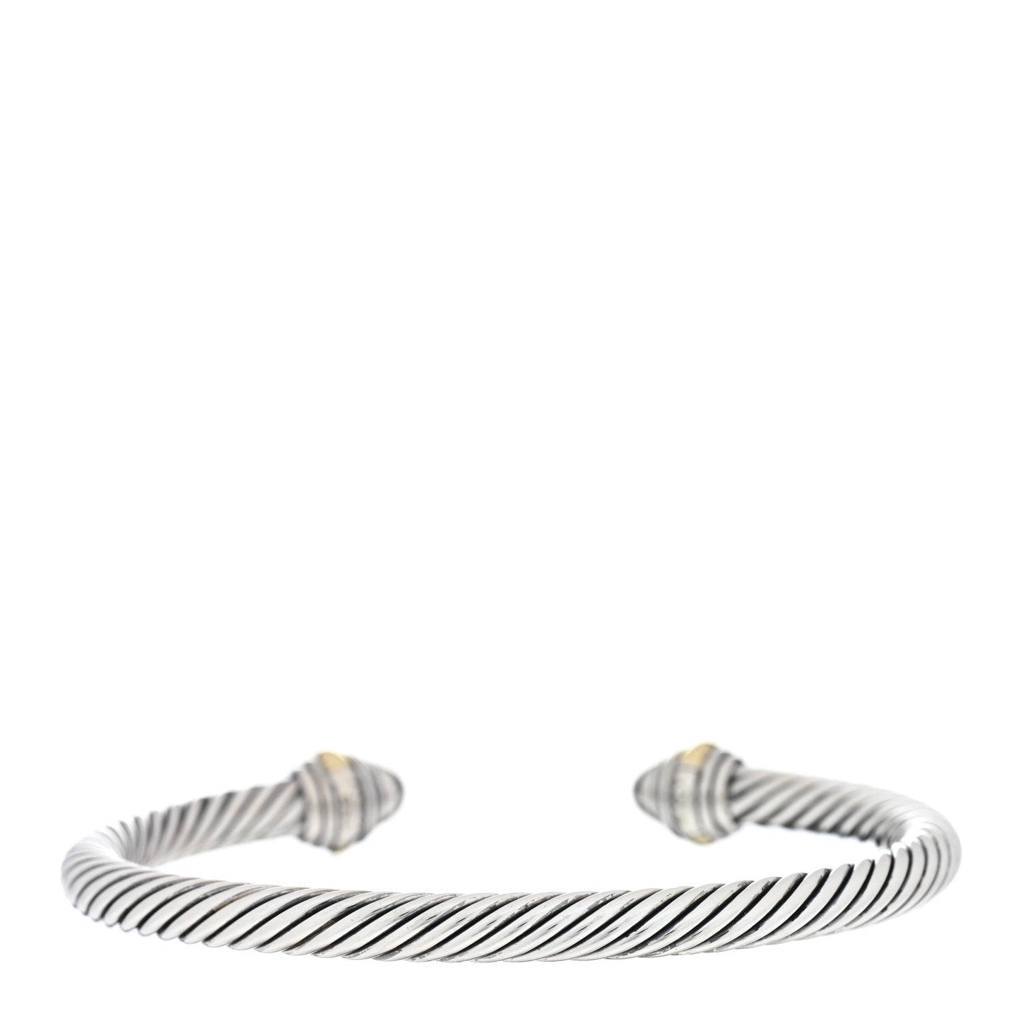 Sterling Silver 14K Yellow Gold Diamond 5mm Cable Classics Bracelet