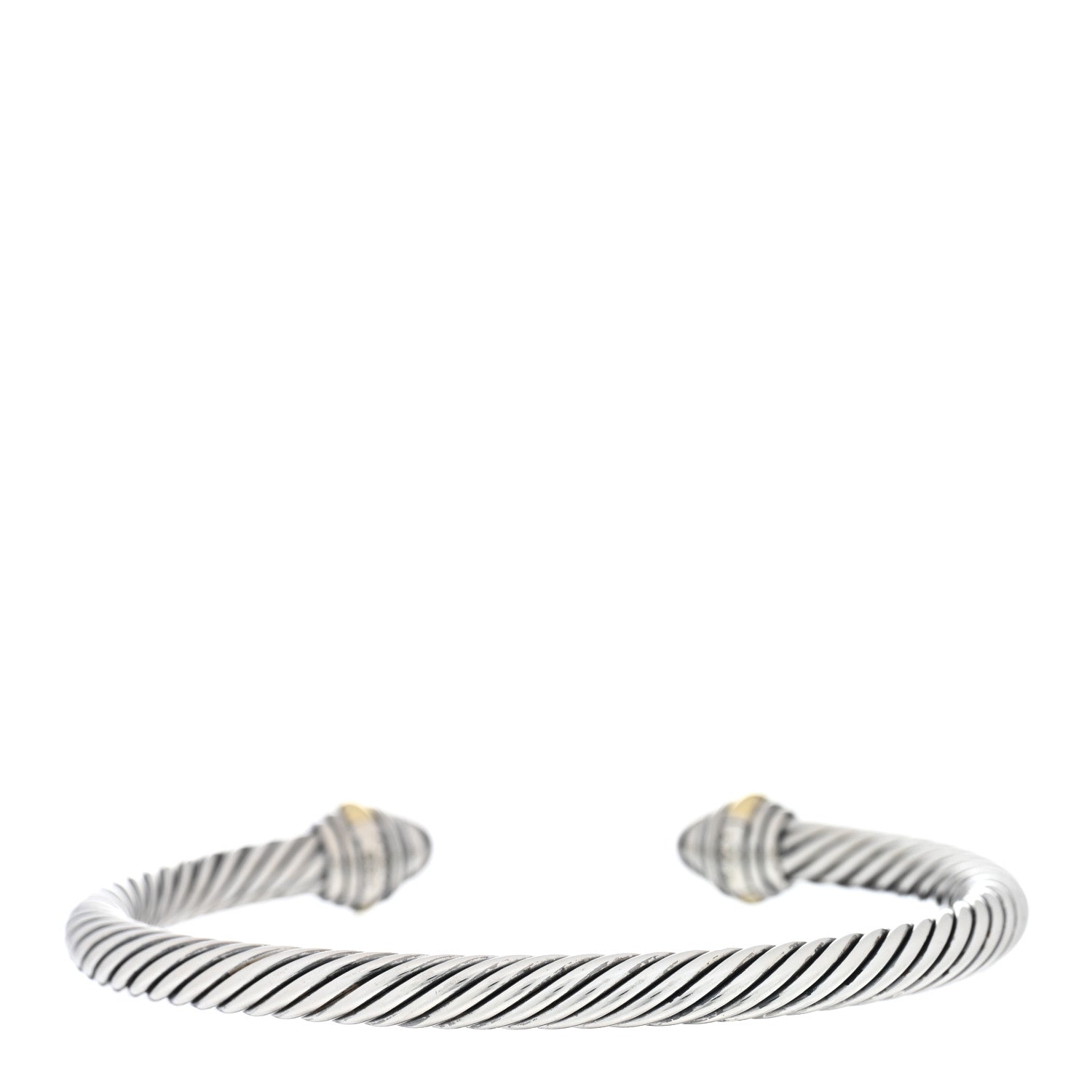 David Yurman Sterling Silver 14K Yellow Gold Diamond 5mm Cable Classics Bracelet 2 of 3