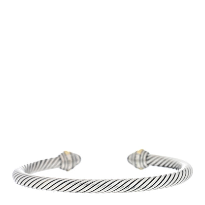 David Yurman Sterling Silver 14K Yellow Gold Diamond 5mm Cable Classics Bracelet 2 of 3