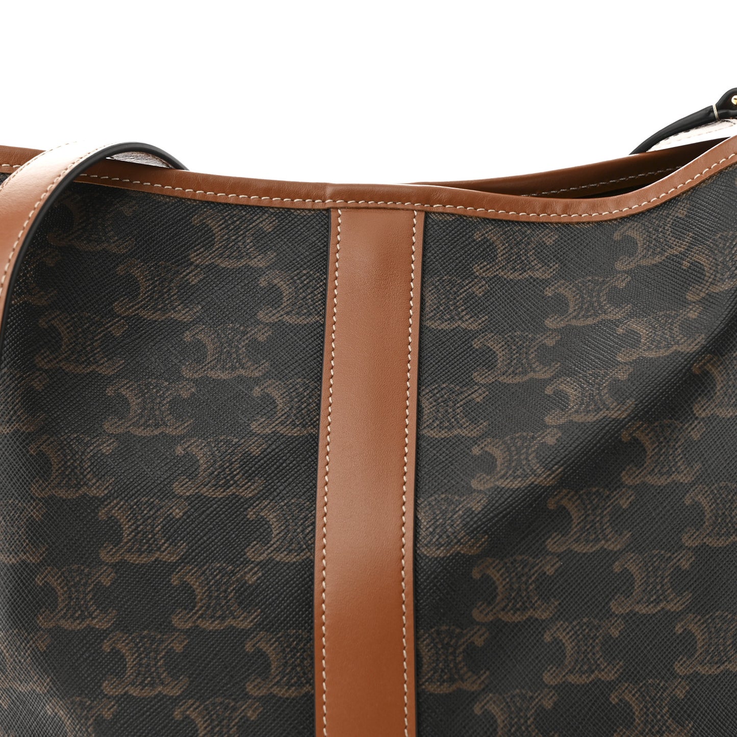 Triomphe Canvas Calfskin Small Bucket Bag Tan