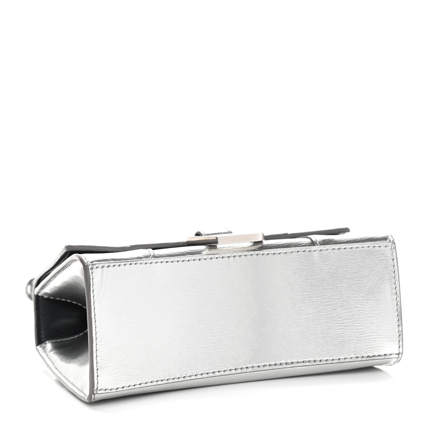 Balenciaga Metallic Textured Calfskin Hourglass Top Handle Bag XS Silver 4 of 10