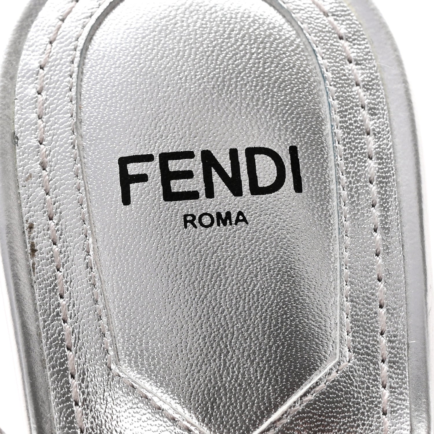 Fendi Metallic Calfskin Fendi First 95mm Slingback Sandals 36.5 Argento 8 of 18