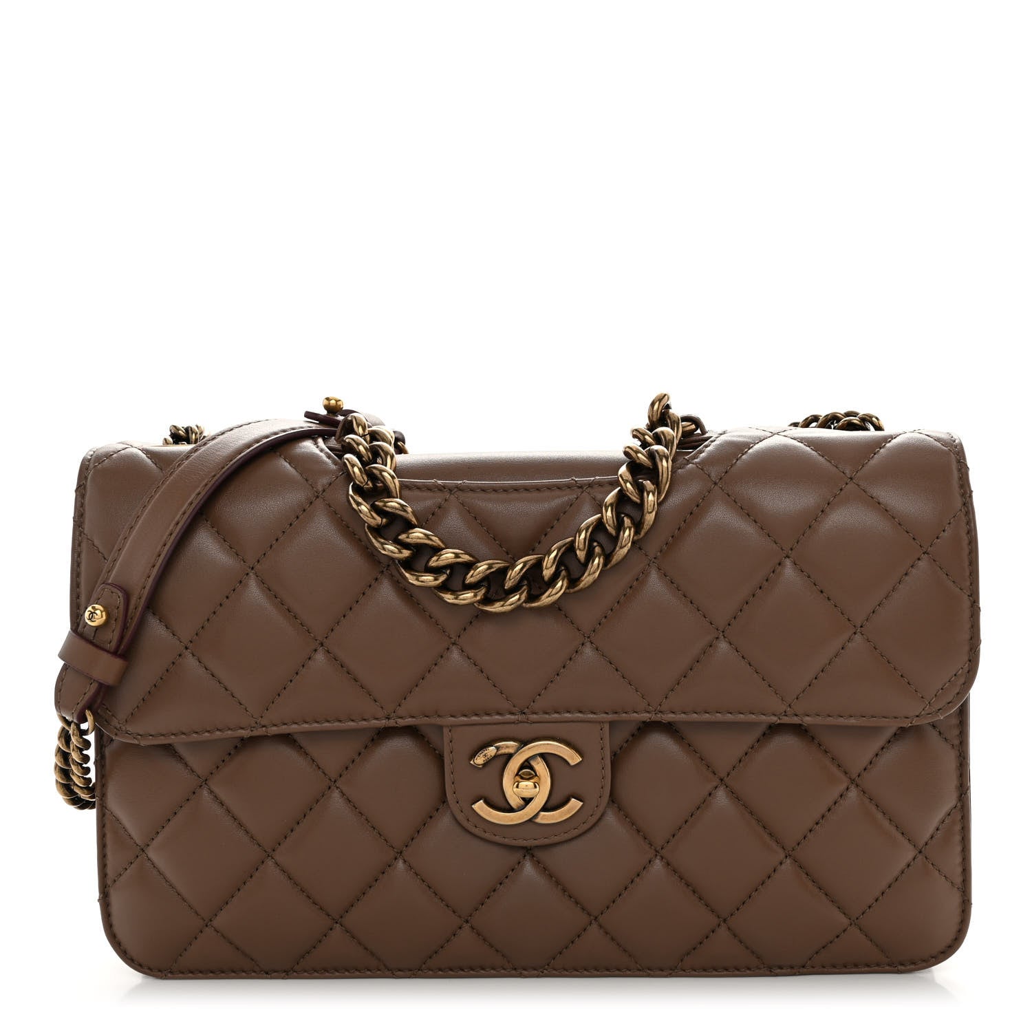 Chanel Calfskin Quilted Large Perfect Edge Flap Kaki 1 of 10