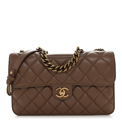 Chanel Calfskin Quilted Large Perfect Edge Flap Kaki 1 of 10