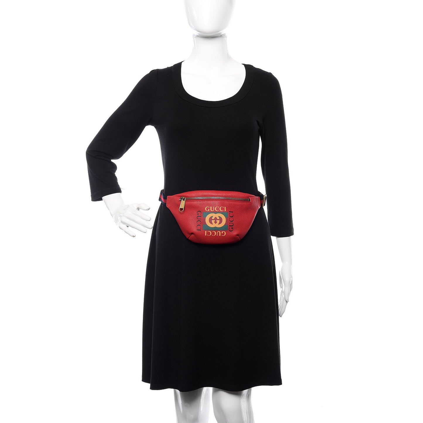 Grained Calfskin Small Logo Belt Bag Hibiscus Red
