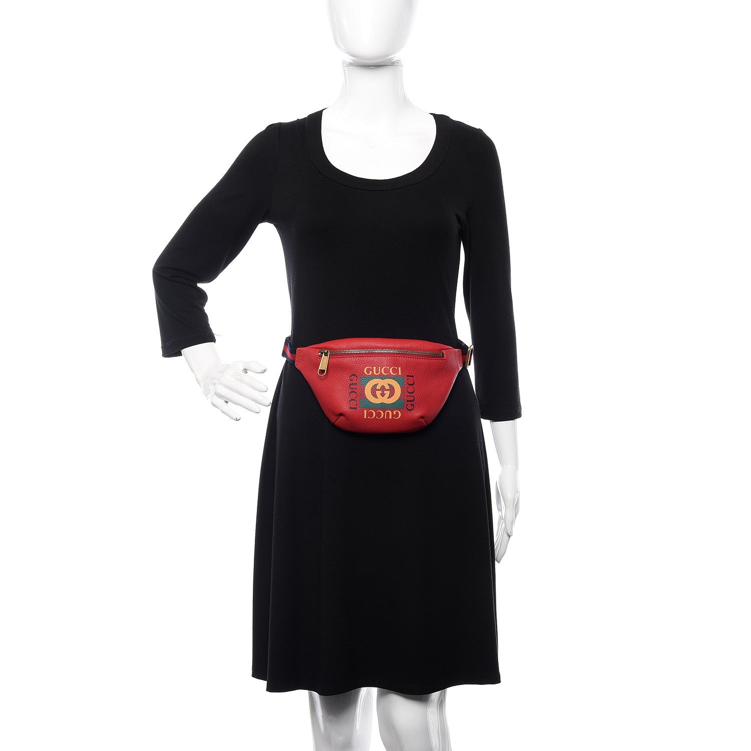 Gucci Grained Calfskin Small Logo Belt Bag Hibiscus Red 1 of 10