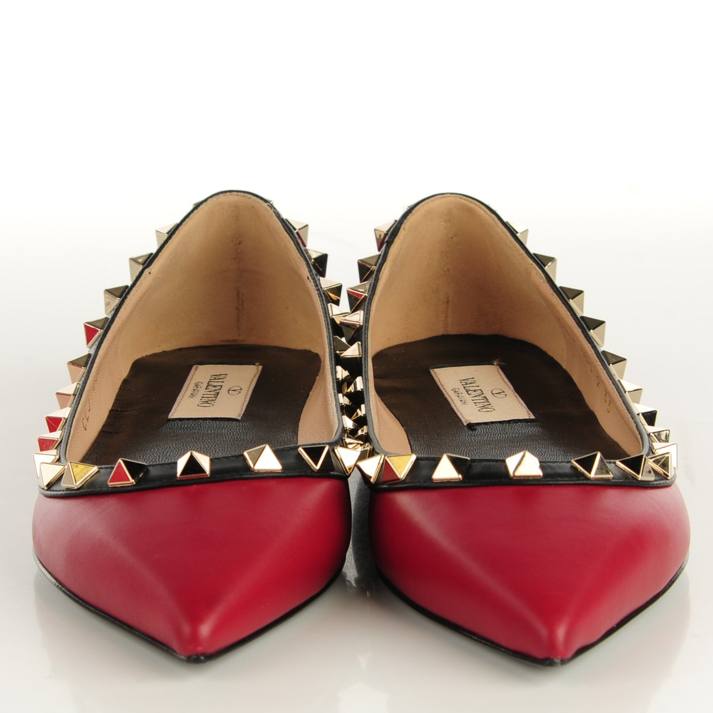 Nappa Rockstud Ballerina Flats 35 Scarlet Black