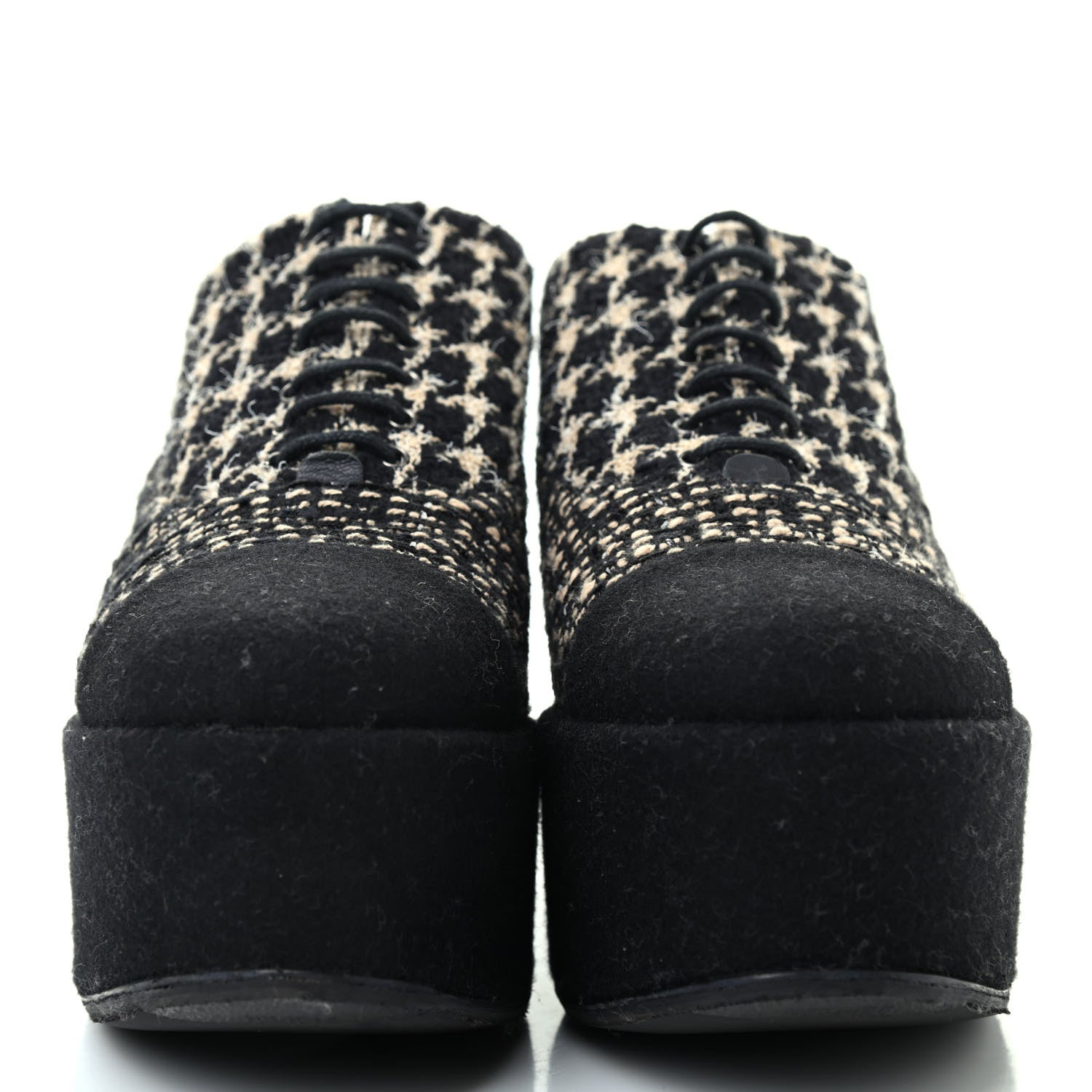 Chanel Tweed Lace Up Platform Oxfords 40 Black Multicolor 2 of 8