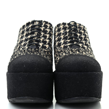 Chanel Tweed Lace Up Platform Oxfords 40 Black Multicolor 2 of 8