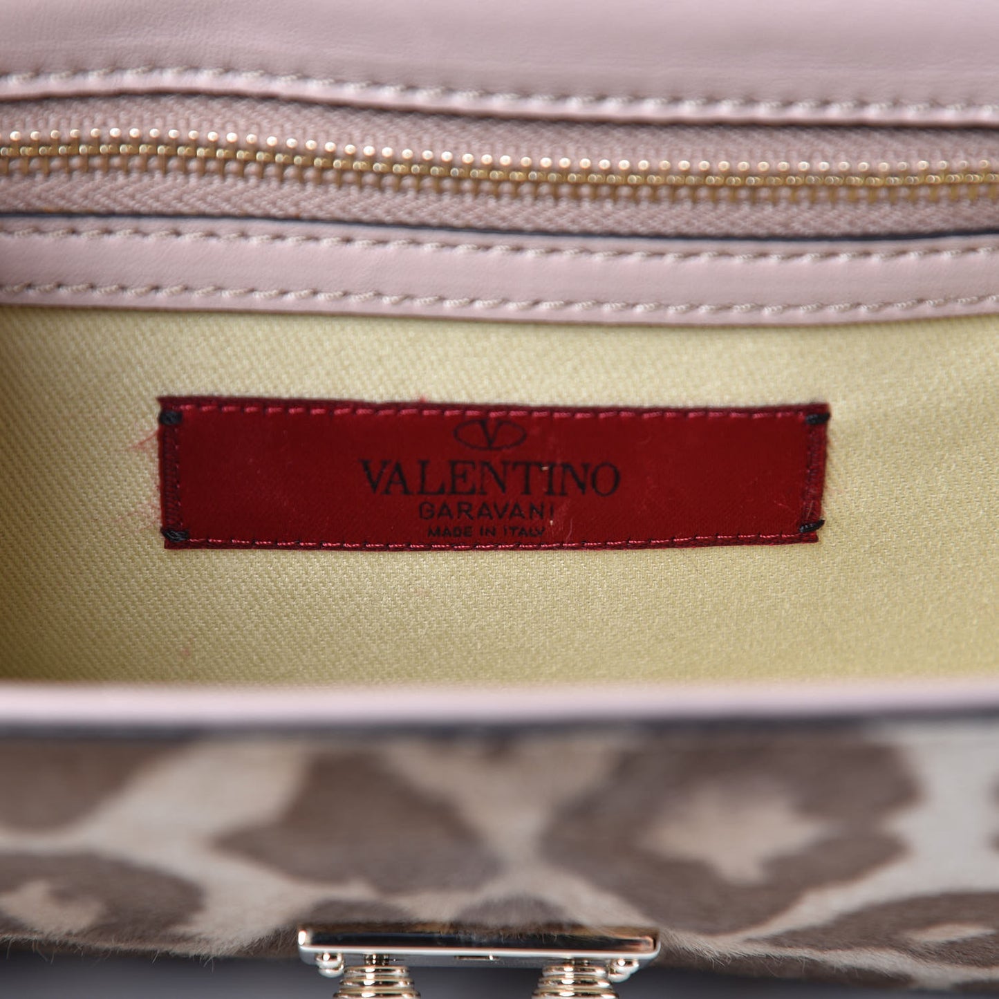 Calf Hair Leopard Print Small Glam Lock Rockstud Flap Blush