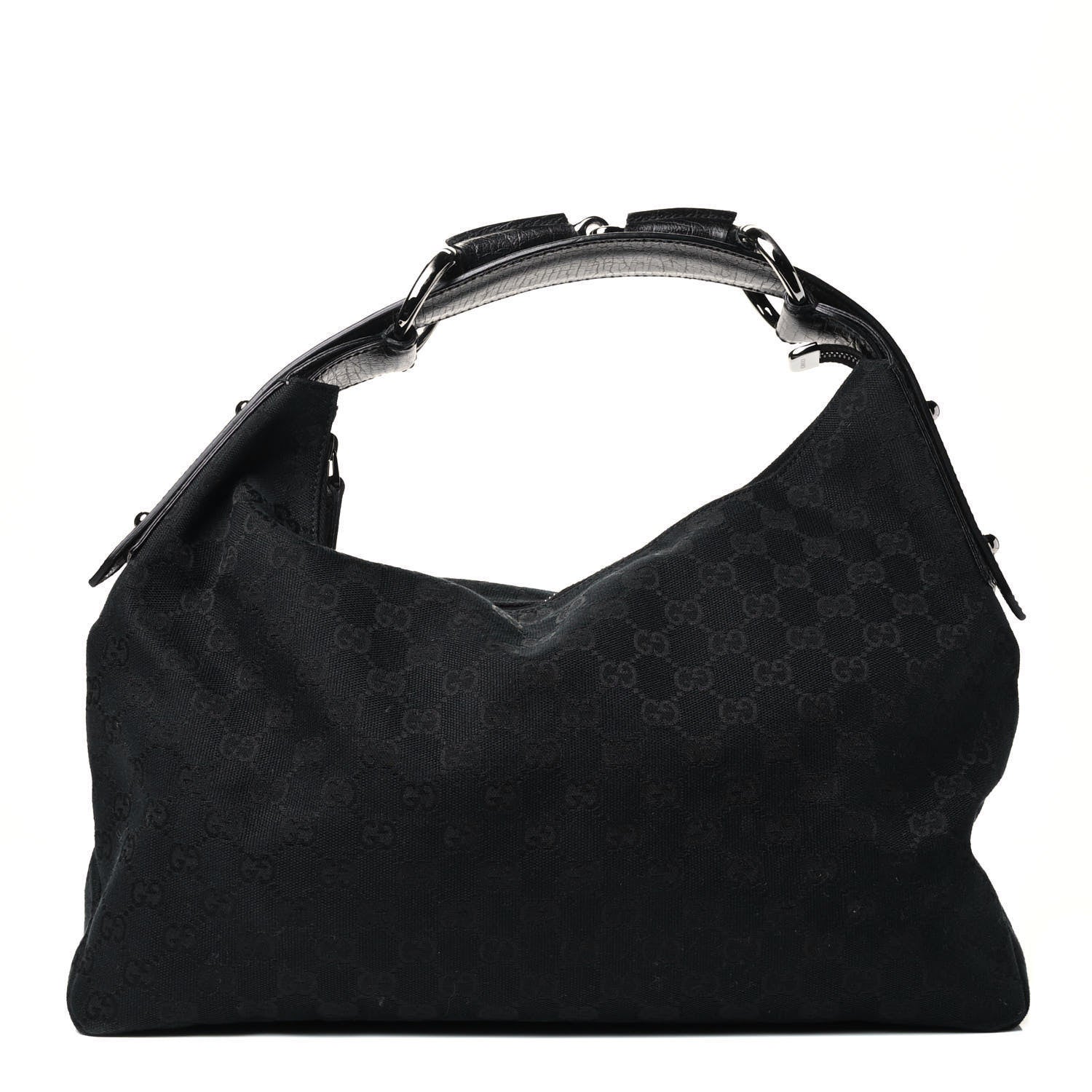 Gucci Monogram Medium Horsebit Chain Hobo Black 1 of 4