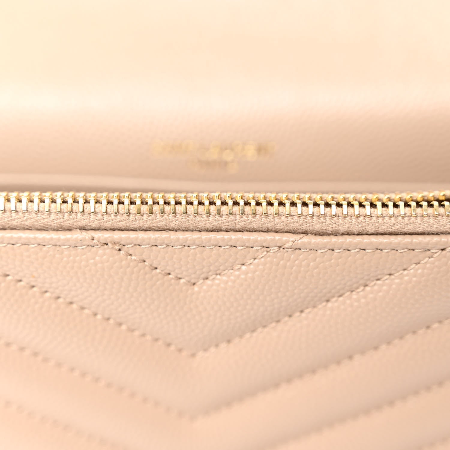 Saint Laurent Grain De Poudre Matelasse Chevron Monogram Envelope Chain Wallet Dark Beige 10 of 10