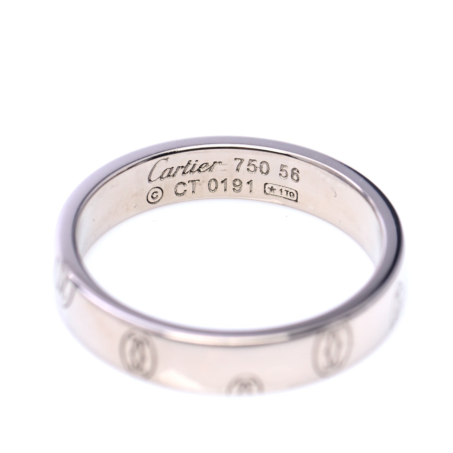 Cartier 18K White Gold 4mm Happy Birthday Band Ring 56 7.5 4 of 5