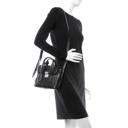 3.1 Phillip Lim 3.1 Python Calfskin Embossed Mini Pashli Satchel Black Nude 3 of 8