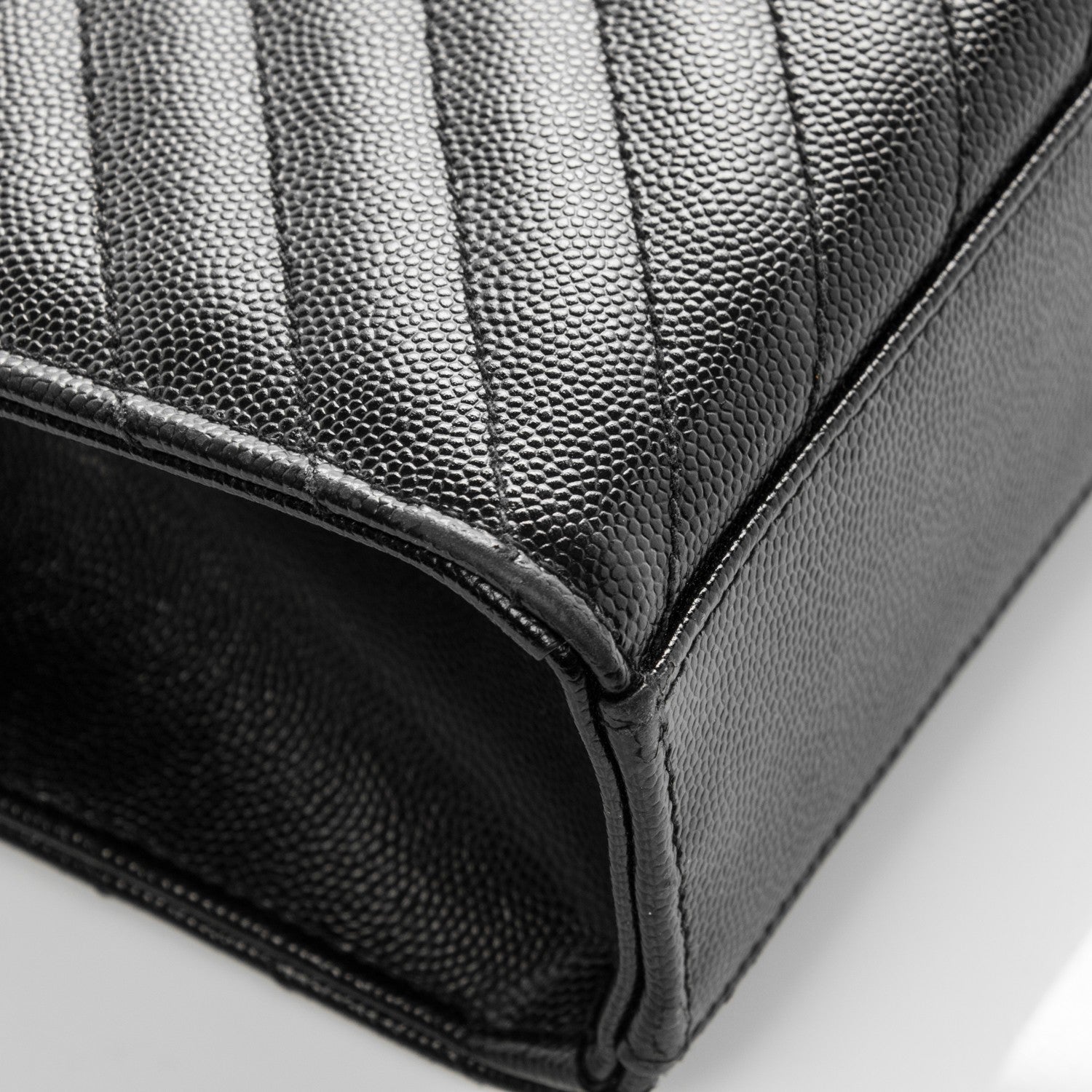 Saint Laurent Grain De Poudre Matelasse Chevron Large Monogram Satchel Black 10 of 11