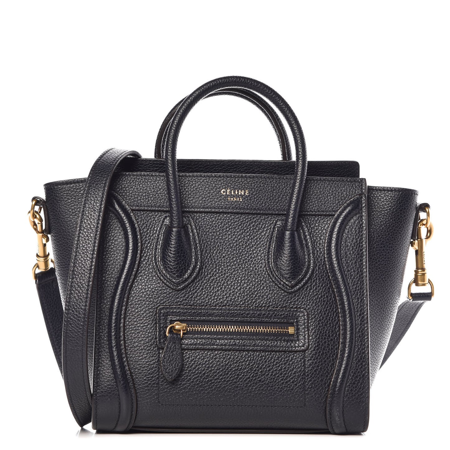 Drummed Calfskin Nano Luggage Midnight