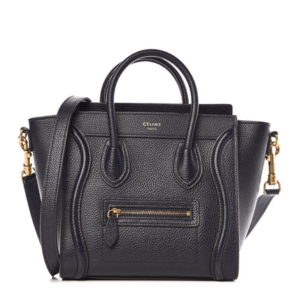 Celine Drummed Calfskin Nano Luggage Midnight 1 of 9