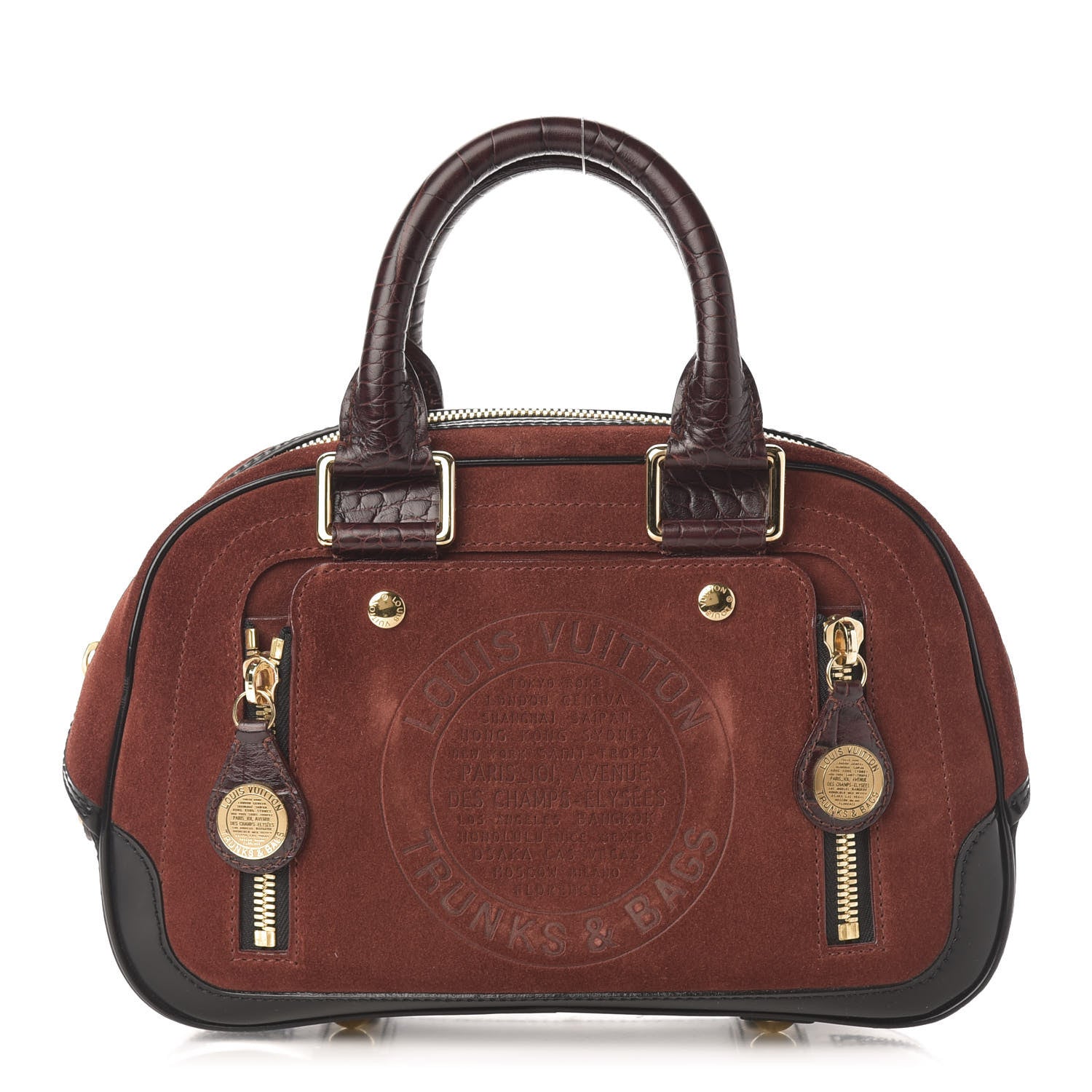 Louis Vuitton Suede Stamped Havane Bowler PM Brun 1 of 12