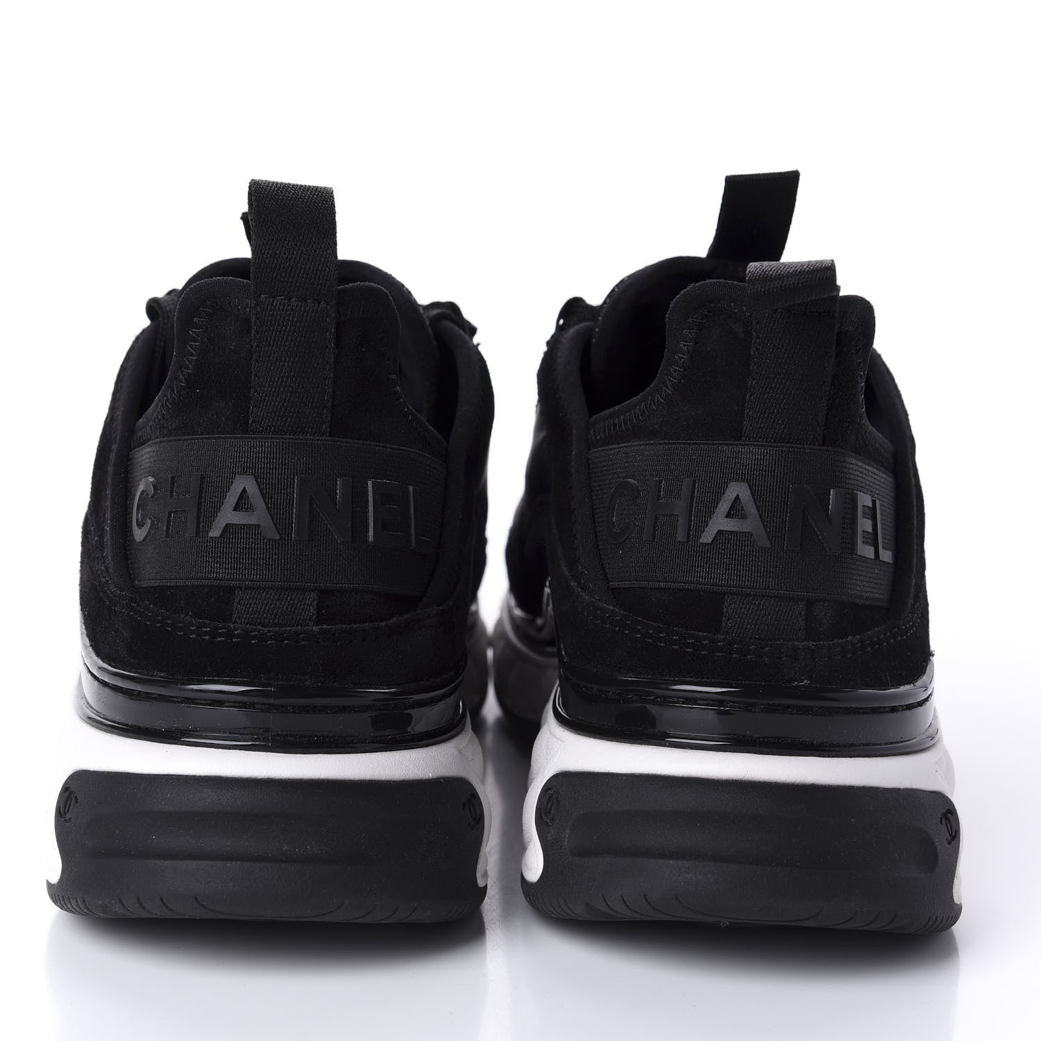 Chanel Fabric Calfskin Suede CC Sneakers 39.5 Black 6 of 10