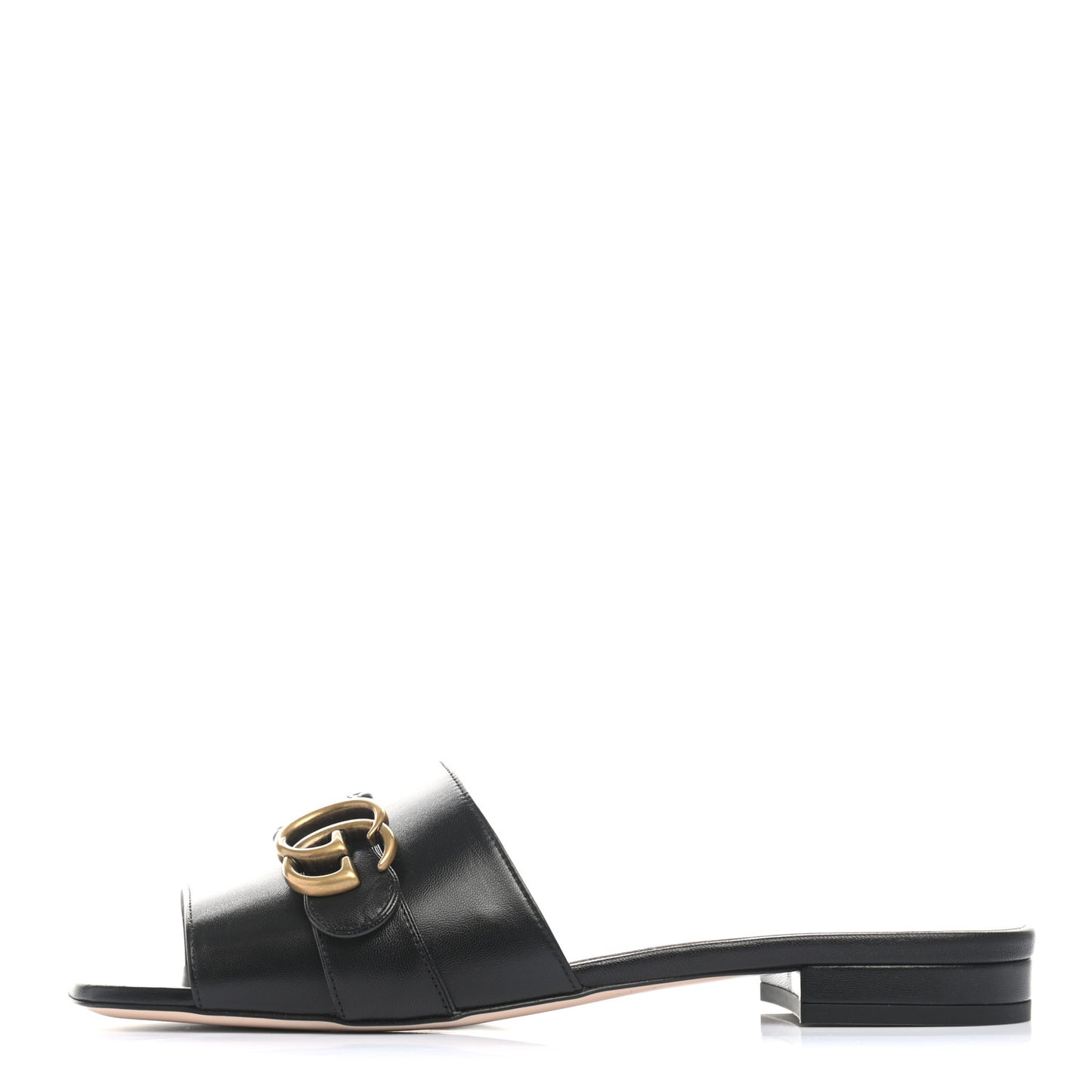 Malaga Kid GG Marmont Flat Slide Sandals 39 Black