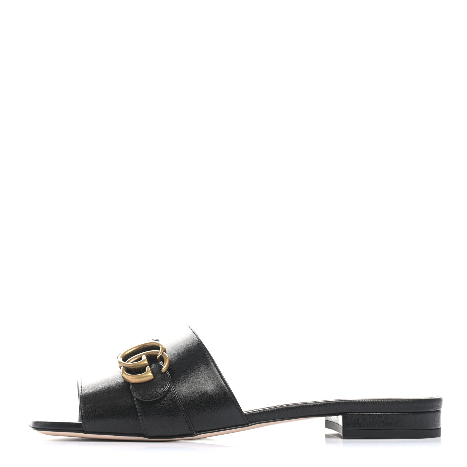 Gucci Malaga Kid GG Marmont Flat Slide Sandals 39 Black 1 of 9