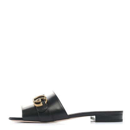 Gucci Malaga Kid GG Marmont Flat Slide Sandals 39 Black 1 of 9