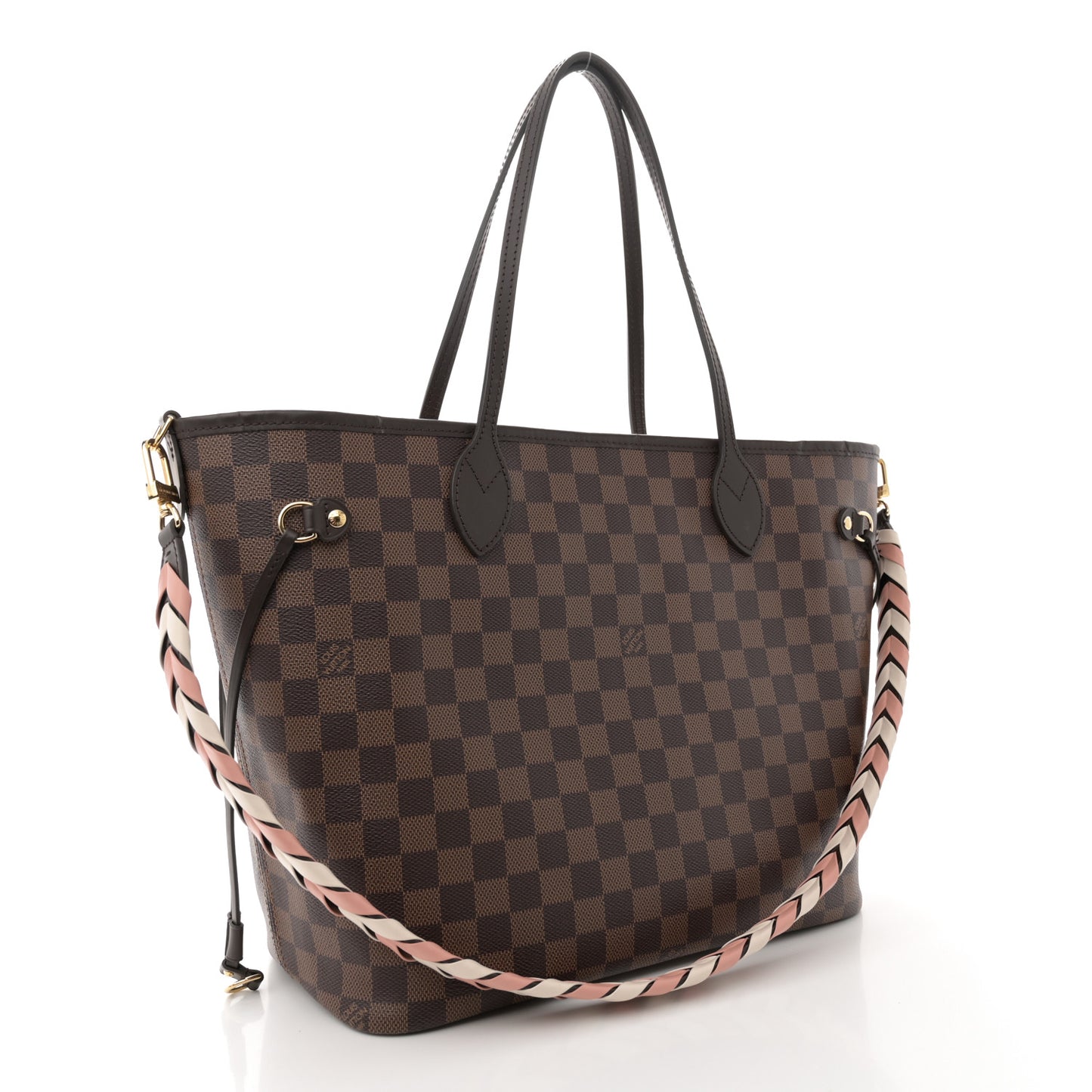 Damier Ebene Braided Neverfull MM Pink
