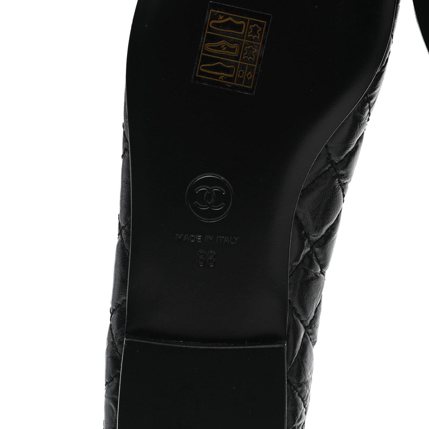 Chanel Aged Calfskin Quilted CC Cap Toe Ballerina Flats 38 Black 6 of 9