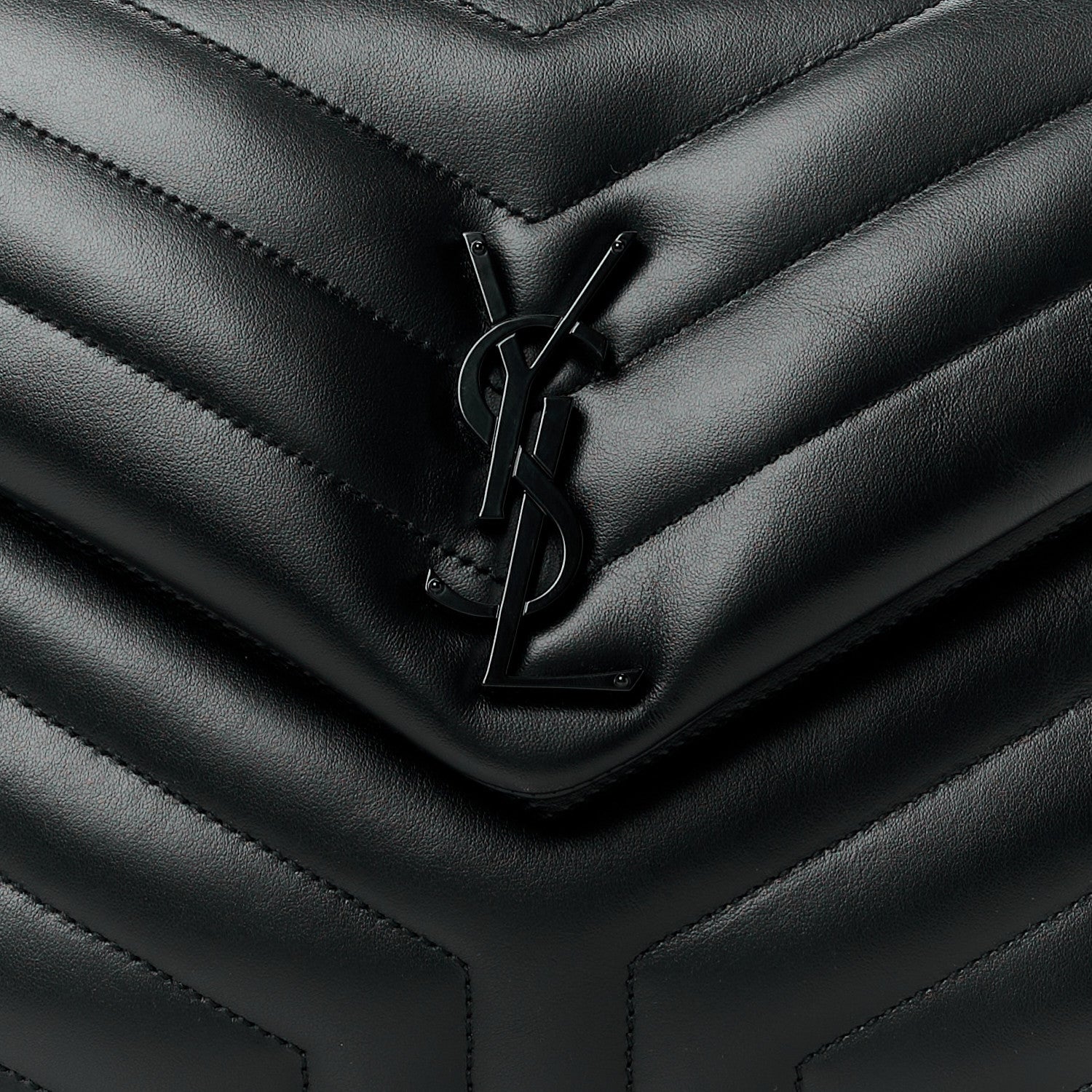 Saint Laurent Calfskin Y Quilted Monogram Monochrome Medium Loulou Chain Satchel Black 9 of 11