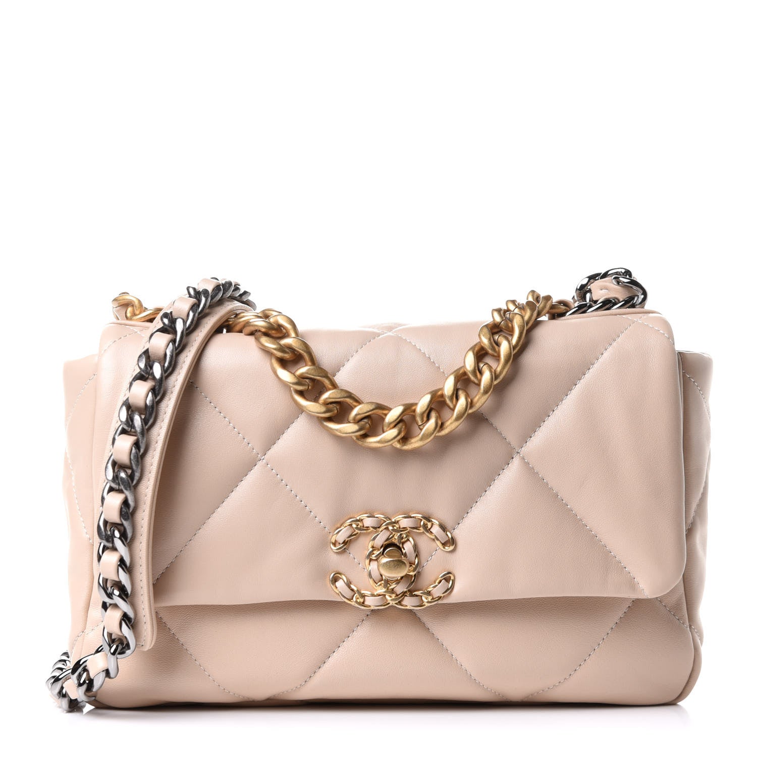 Chanel Lambskin Quilted Medium Chanel 19 Flap Beige 1 of 12