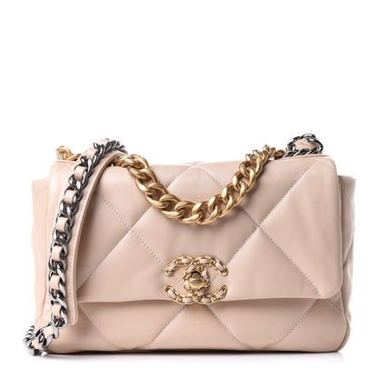 Chanel Lambskin Quilted Medium Chanel 19 Flap Beige 1 of 12