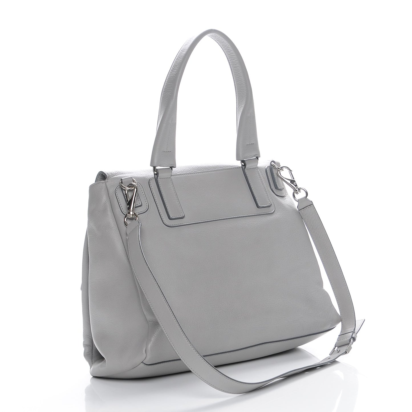 Grained Calfskin Medium Pandora Pure Flap Bag Pearl Grey