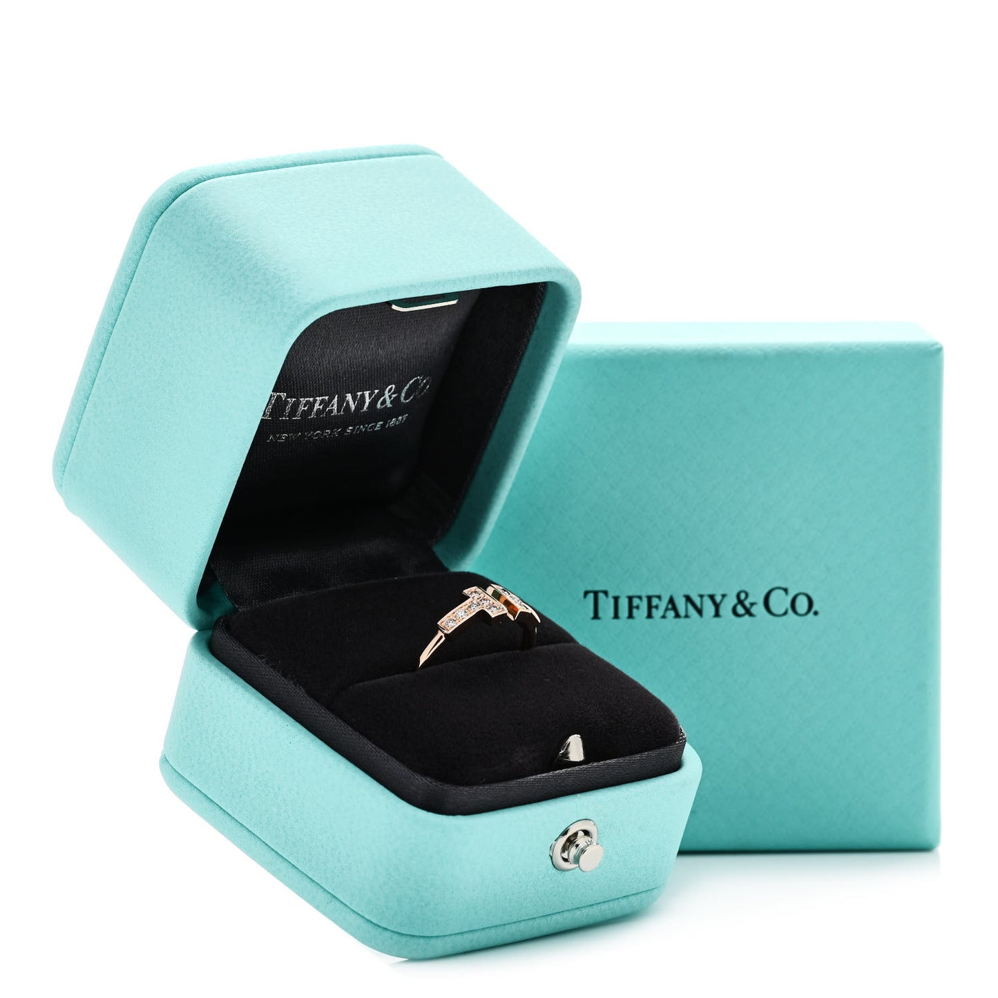 18K Rose Gold Diamond T Wire Ring 49 5
