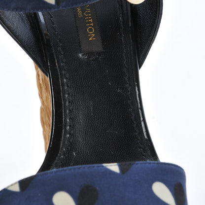Louis Vuitton Raffia Canvas Hearts Tuileries Wedge Sandals 36 Blue 9 of 20