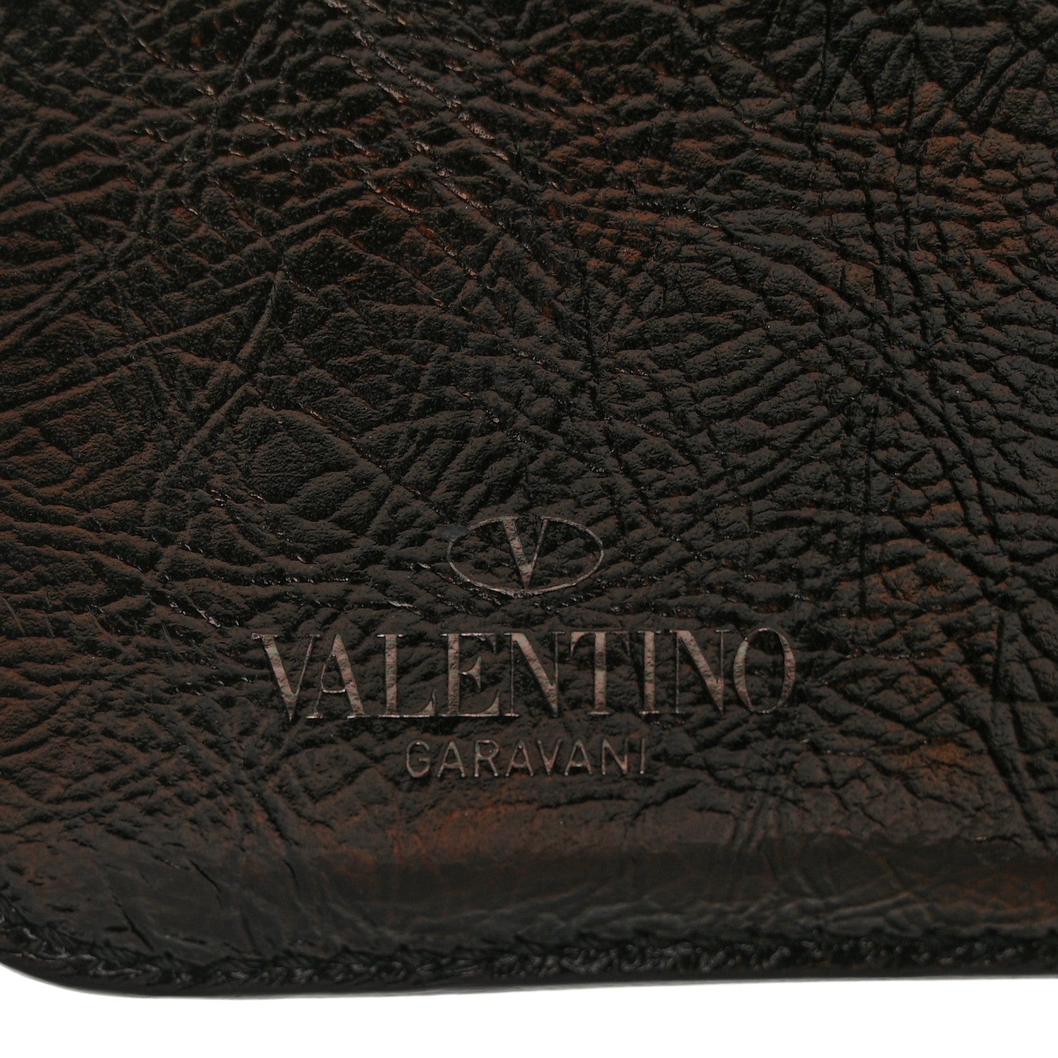Valentino Garavani Metallic Wrinkled Calfskin Rockstud Compact Zip Around Wallet Bronze 6 of 9