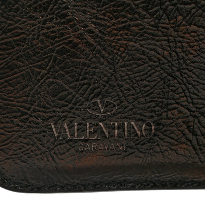 Valentino Garavani Metallic Wrinkled Calfskin Rockstud Compact Zip Around Wallet Bronze 6 of 9