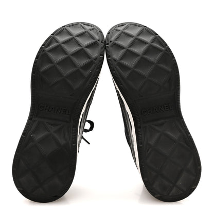 Chanel Velvet Calfskin Mixed Fibers CC Sneakers 38.5 Black 6 of 8