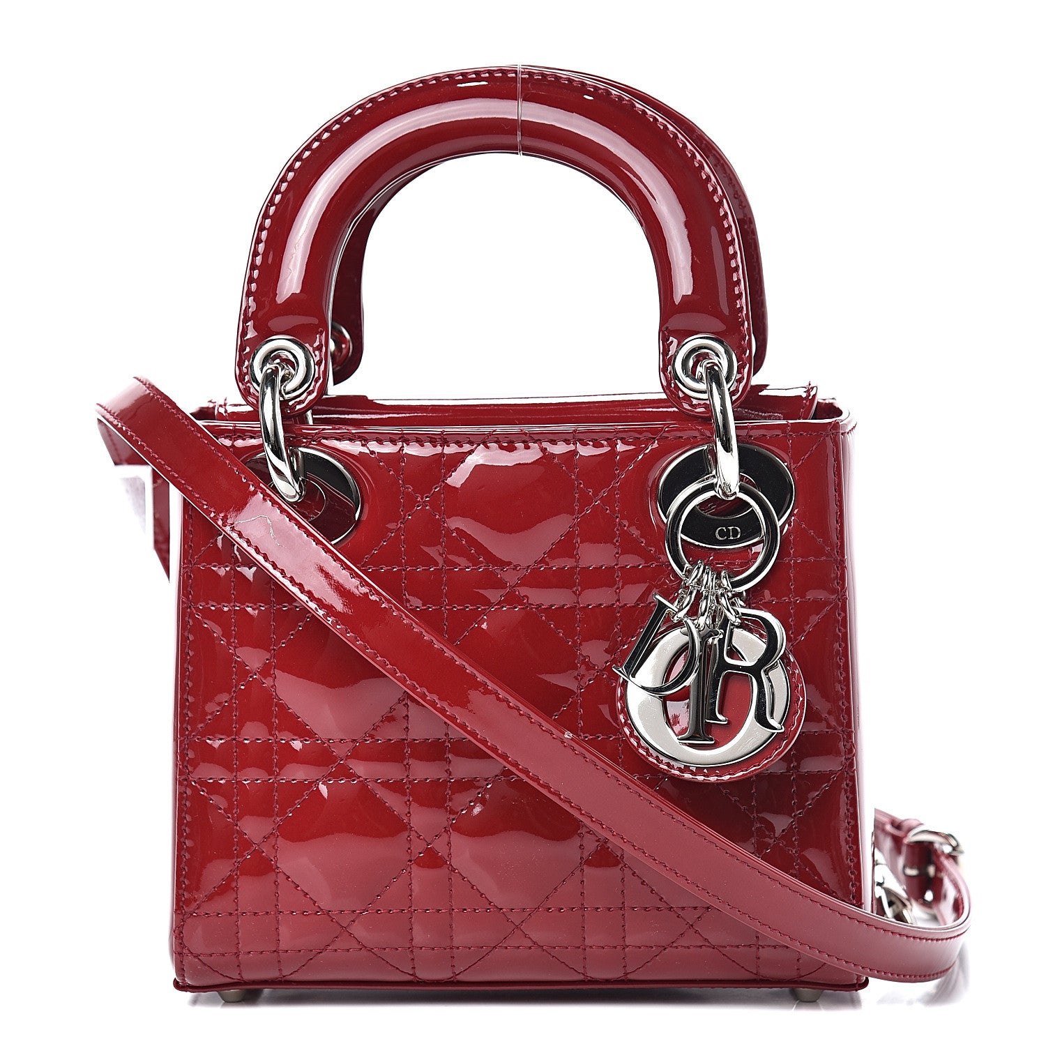 Christian Dior Patent Cannage Mini Lady Dior Red 1 of 11